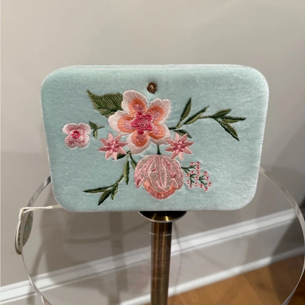 Spartina 449 Floral Embroidered Velvet Travel Jewelry Case - Dausfuskie Island - Picture 1 of 11